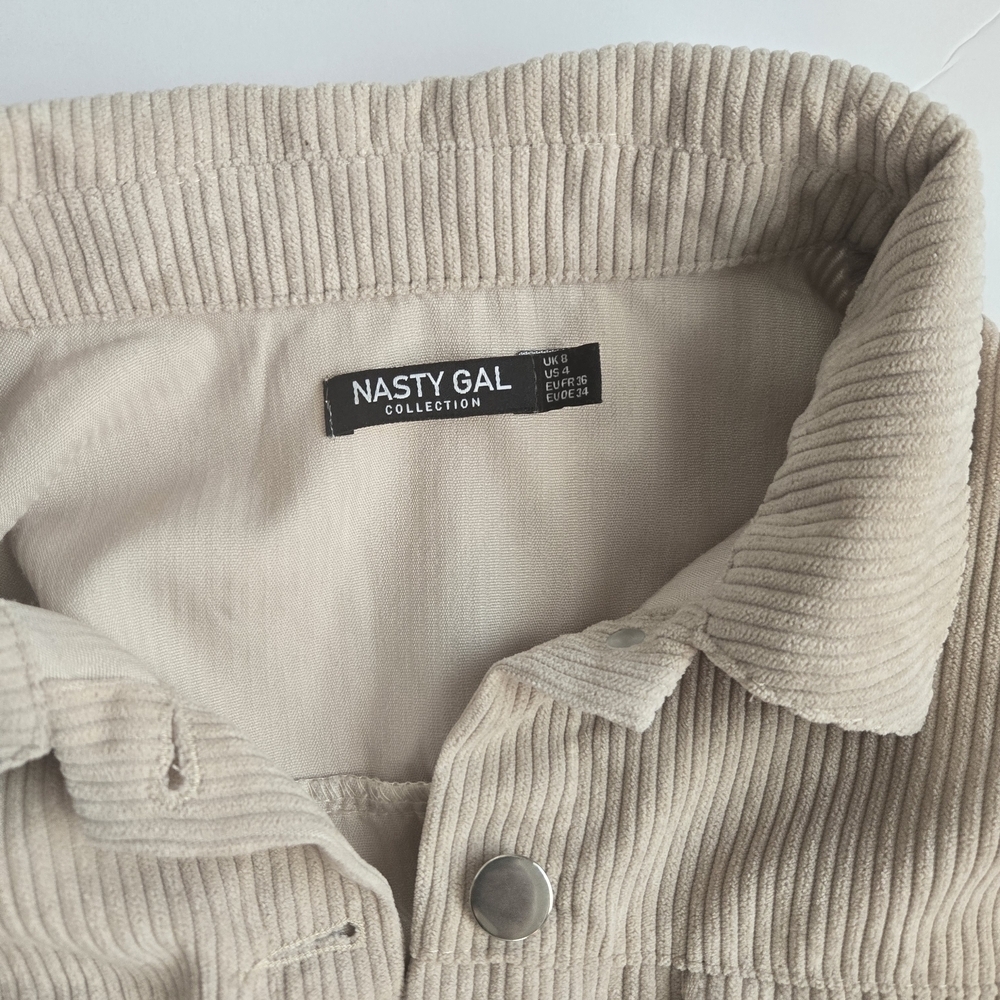 NASTY GAL Beige Corduroy Jacket, Size 4 - Picture 3 of 12